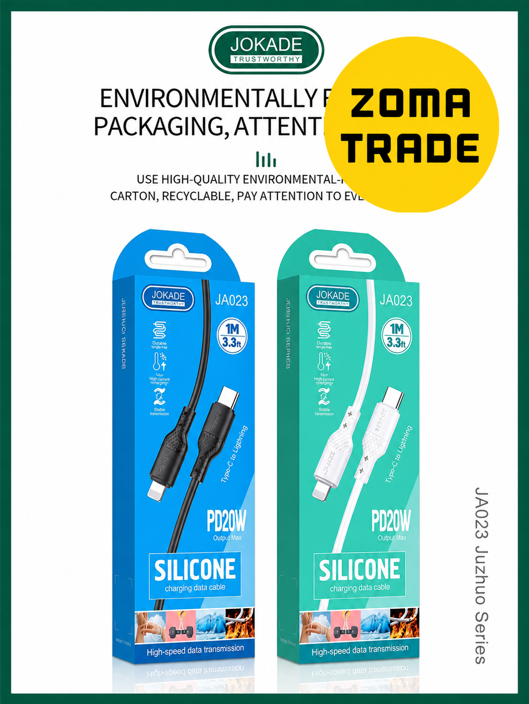 JOKADE SILICONE IPHONE PD CABLE 20W JA023
