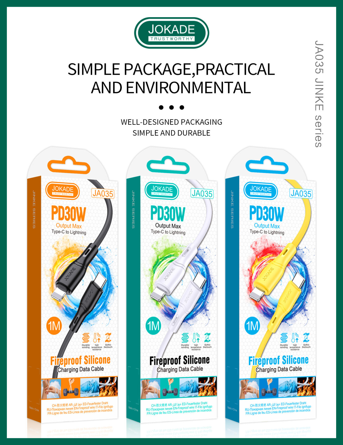 JOKADE CABLE IPHONE PD 30W JA035